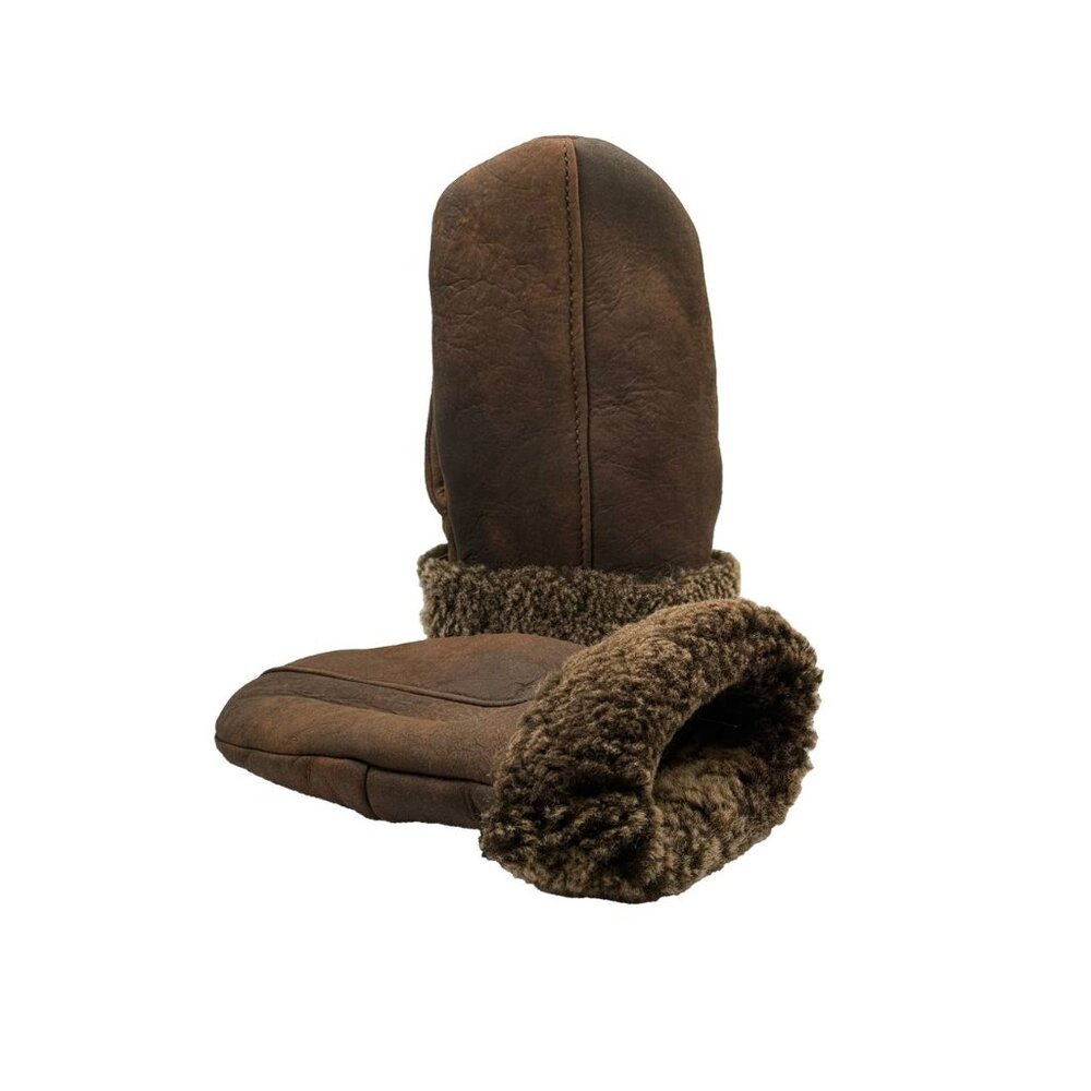 Vintage Shearling Sheepskin Leather Mittens – Winter Fur Mittens